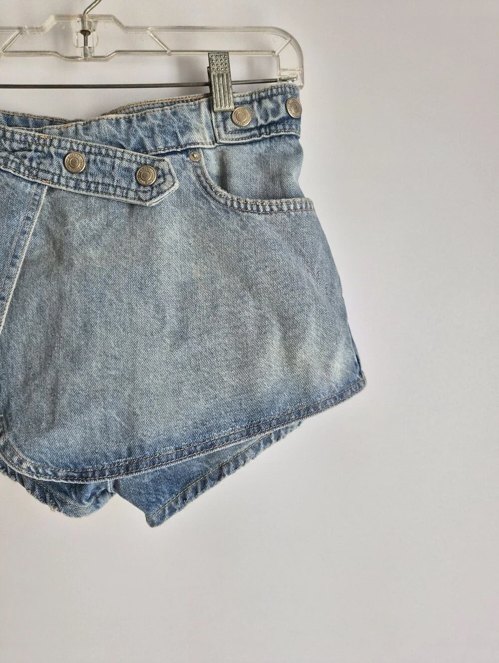 We The Free People Maxine Denim Crossover Skort Light Wash Size 25 Festival Boho